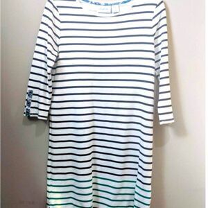 HEYTON Striped Dress with Floral Details Sz Small